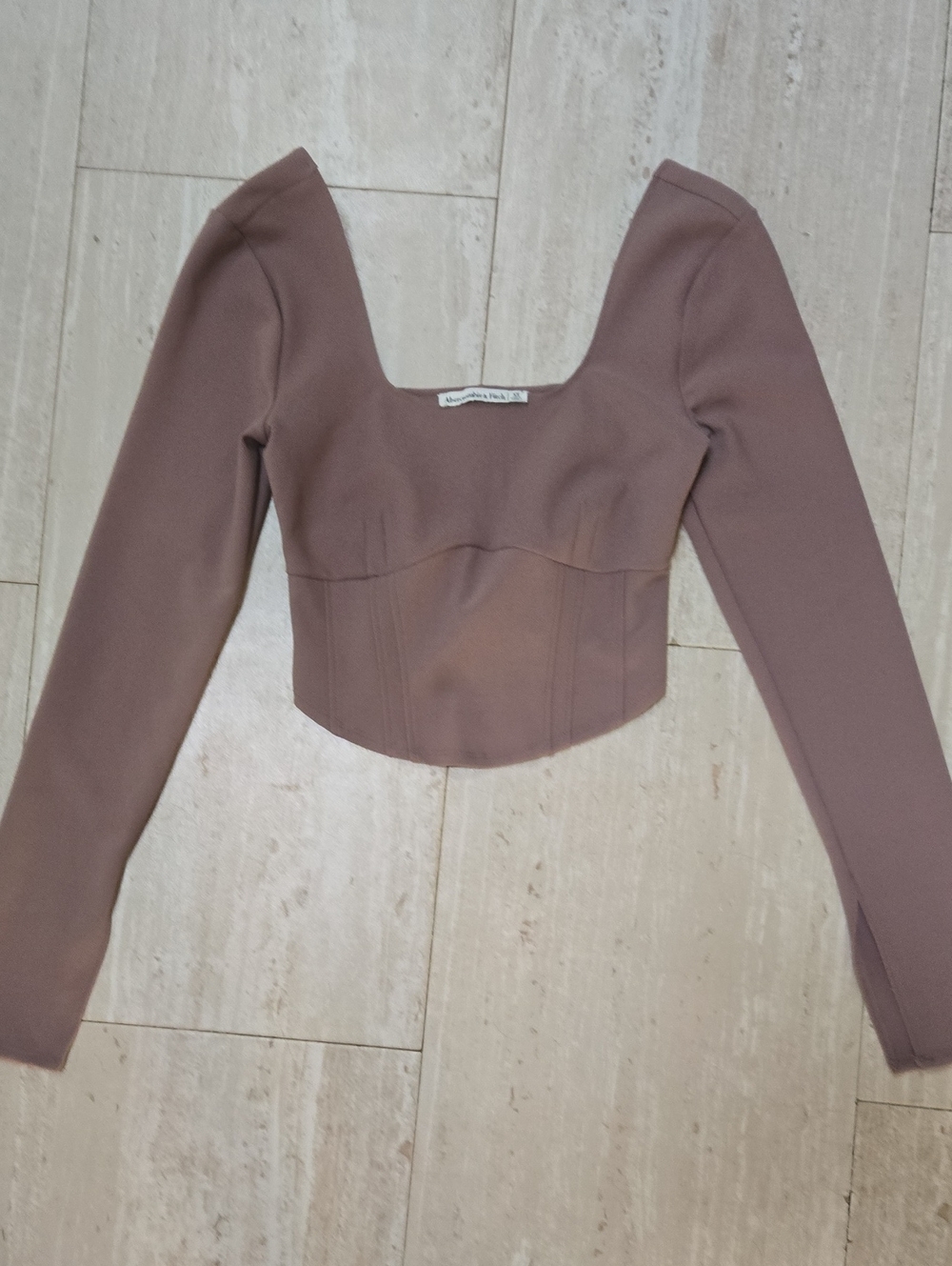 Abercrombie & Fitch Long Sleeve Square Neck Crop Top